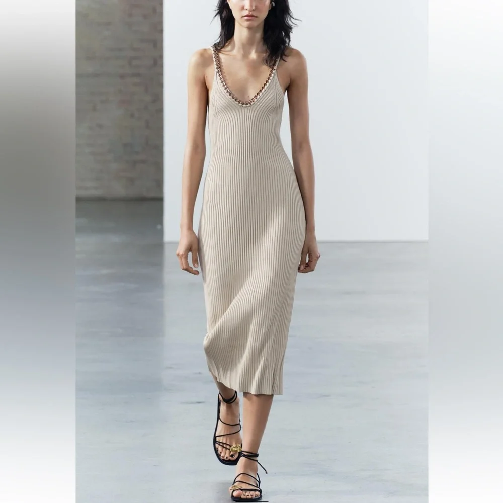 Zara | Dresses | Zara Chain Trim Ribbed Knit Midi Dress Nwt | Poshmark Zara | Dresses | Zara Chain Trim Ribbed Knit Midi Dress Nwt | Poshmark